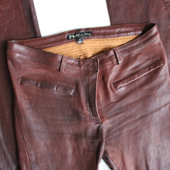 Elizabeth and James Baxley flared brown leather pants bell bottom vintage jeans - Picture 9 of 15